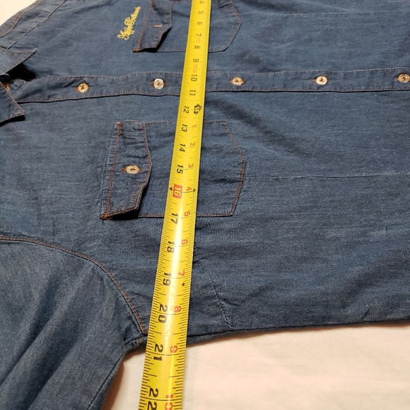 Apple Bottoms Blue Denim Button-Up Shirt Womens Size XL Y2K Streetwear Glitter - Picture 6 of 7